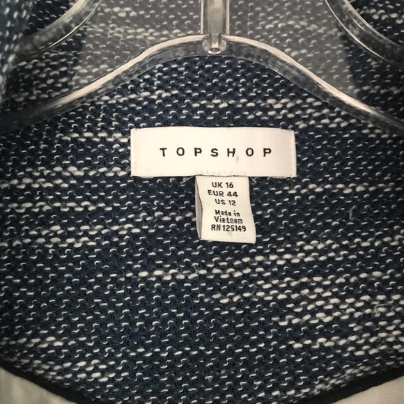 TOPSHOP BLUE TWEED CHUNKY KNIT OPEN FRIDGE BLAZER - Picture 7 of 13